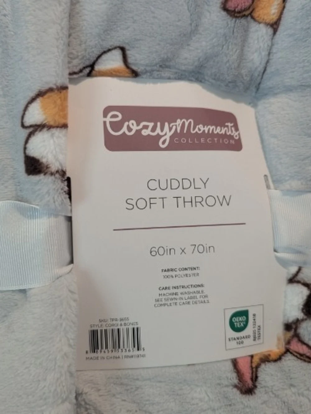 NWT Cozy Moments Corgi & Bones Cuddly Soft Throw Blanket 60x70 Oversized